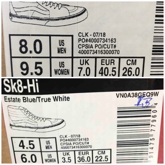 NWT VANS SK8-HI Estate Blue White W AUTHENTIC - Picture 8 of 8